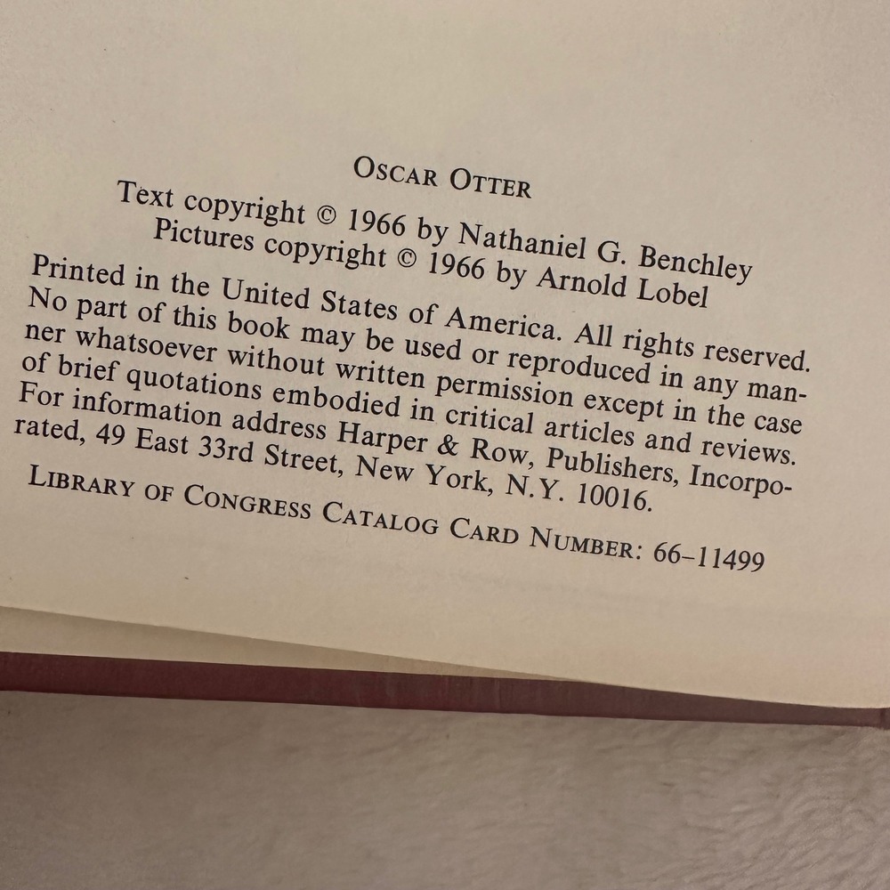 Harper & Row Oscar Otter Kids OS Pink Good 1966 Arnold Lobel I Can Read Book - Picture 3 of 8